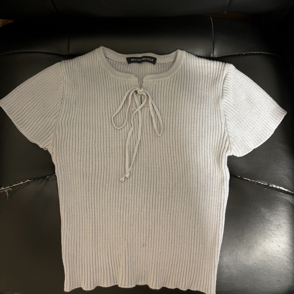 Brandy Melville Light Gray Ribbed Tee